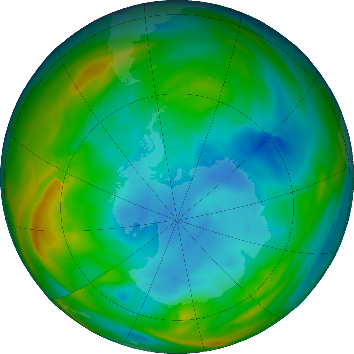 Antarctic ozone map for 14 July 2018